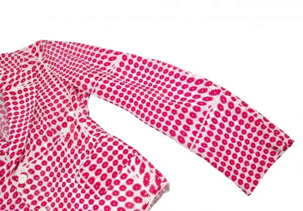 コムデギャルソンCOMME des GARCONS キュプラフラワー総柄プリントジャケット 白ピンクS位 K-110224_006