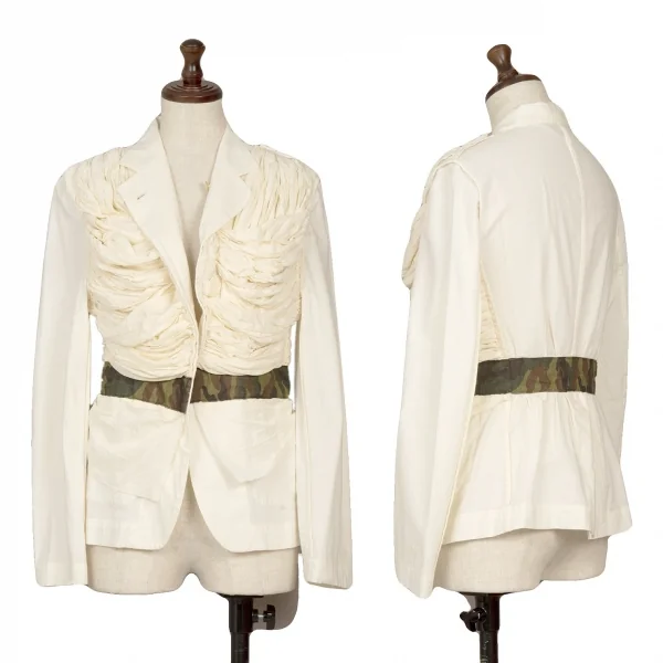 コムデギャルソンCOMME des GARCONS カモフラテープ貼り付けシーチングギャザージャケット 生成りS位 K-110225_001