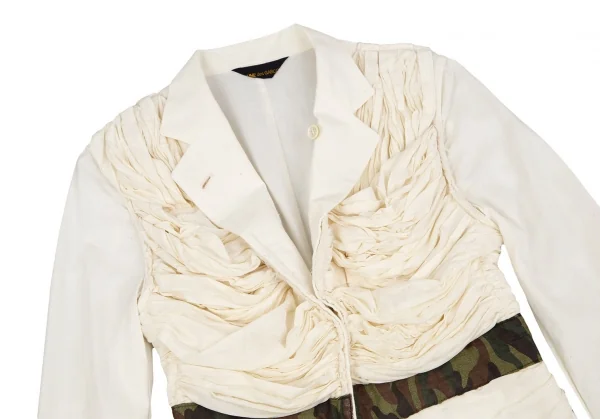 コムデギャルソンCOMME des GARCONS カモフラテープ貼り付けシーチングギャザージャケット 生成りS位 K-110225_003