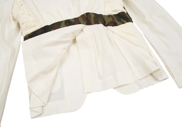 コムデギャルソンCOMME des GARCONS カモフラテープ貼り付けシーチングギャザージャケット 生成りS位 K-110225_017