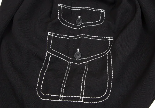 コムデギャルソンCOMME des GARCONS ウールトロンプルイユポケットステッチサルエルパンツ 黒XS K-110240_005