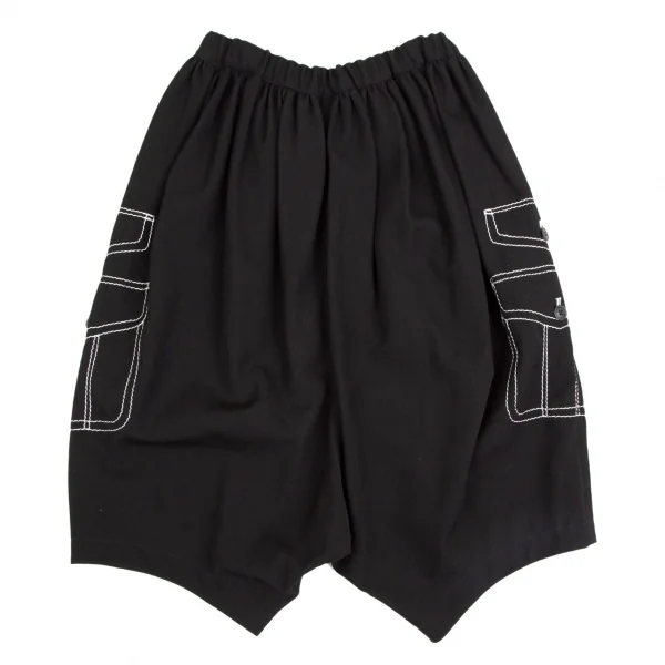 コムデギャルソンCOMME des GARCONS ウールトロンプルイユポケットステッチサルエルパンツ 黒XS K-110240_008