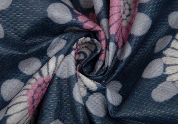 コムデギャルソンCOMME des GARCONS 不織布フラワープリントギャザー装飾スカート 紺XS K-110248_014