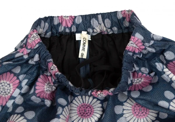 コムデギャルソンCOMME des GARCONS 不織布フラワープリントギャザー装飾スカート 紺XS K-110248_005