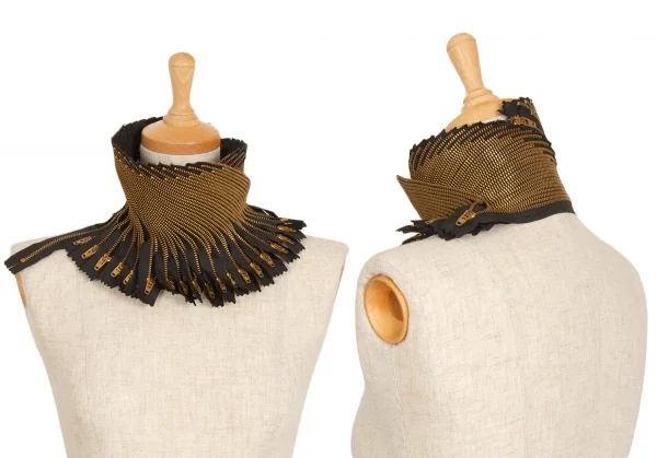 ジュンヤワタナベ コムデギャルソンJUNYA WATANABE COMME des GARCONS 多重ジップネックウォーマー 黒ゴールド K-110269_001