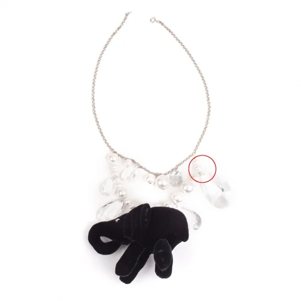 コムデギャルソンCOMME des GARCONS ビジュー装飾ベロアエレファントソフトトイネックレス 黒 K-110275_009