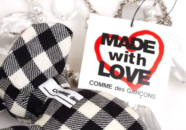 新品!コムデギャルソンCOMME des GARCONS ビジュー装飾ギンガムチェックエレファントソフトトイネックレス 黒オフ K-110277_011