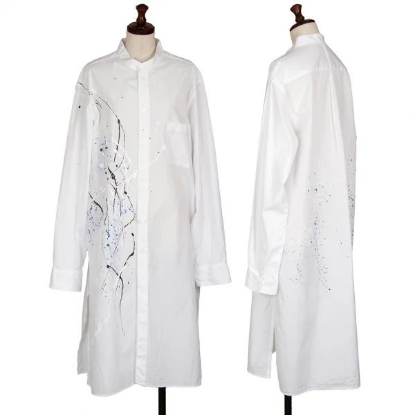 サイトs'yte スプラッシュペイントスタンドカラーロングシャツ 白3 K-110280_001