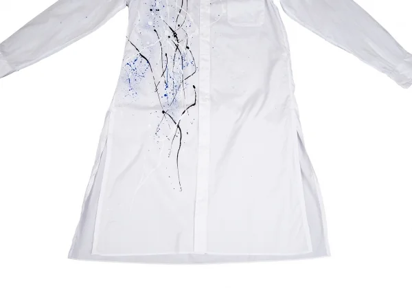 サイトs'yte スプラッシュペイントスタンドカラーロングシャツ 白3 K-110280_010