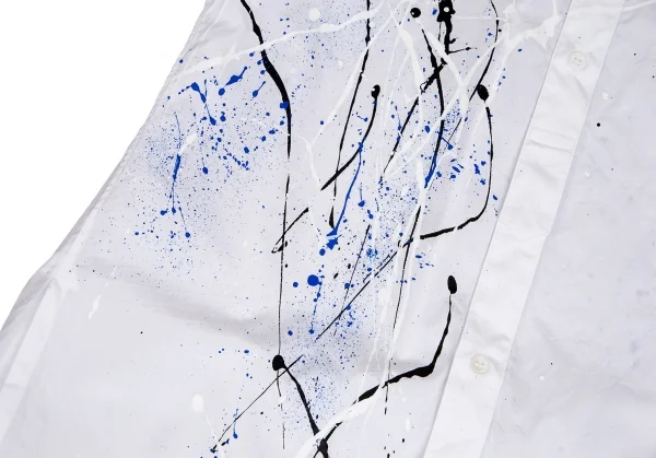 サイトs'yte スプラッシュペイントスタンドカラーロングシャツ 白3 K-110280_011