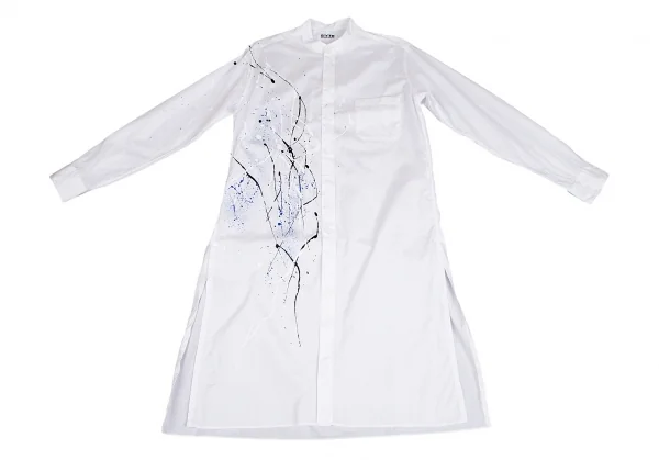 サイトs'yte スプラッシュペイントスタンドカラーロングシャツ 白3 K-110280_002