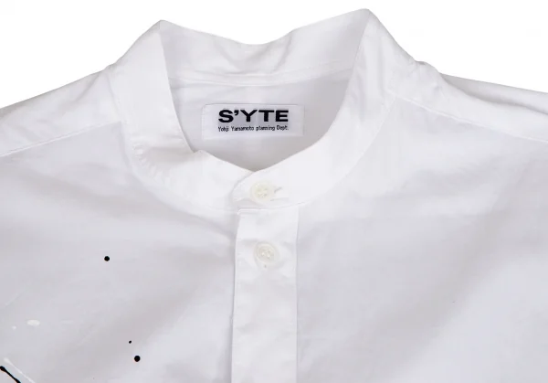 サイトs'yte スプラッシュペイントスタンドカラーロングシャツ 白3 K-110280_004