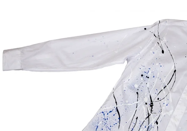 サイトs'yte スプラッシュペイントスタンドカラーロングシャツ 白3 K-110280_007