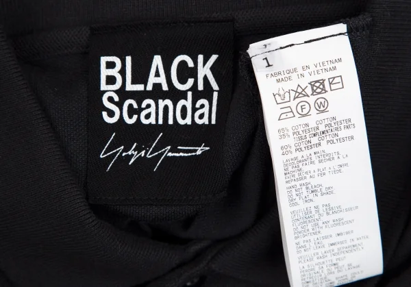ブラックスキャンダル ヨウジヤマモトBLACK Scandal Yohji Yamamoto ロゴ刺繍鹿の子ポロシャツ 黒1 K-110285_012