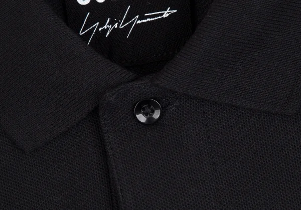 ブラックスキャンダル ヨウジヤマモトBLACK Scandal Yohji Yamamoto ロゴ刺繍鹿の子ポロシャツ 黒1 K-110285_003