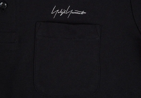 ブラックスキャンダル ヨウジヤマモトBLACK Scandal Yohji Yamamoto ロゴ刺繍鹿の子ポロシャツ 黒1 K-110285_005