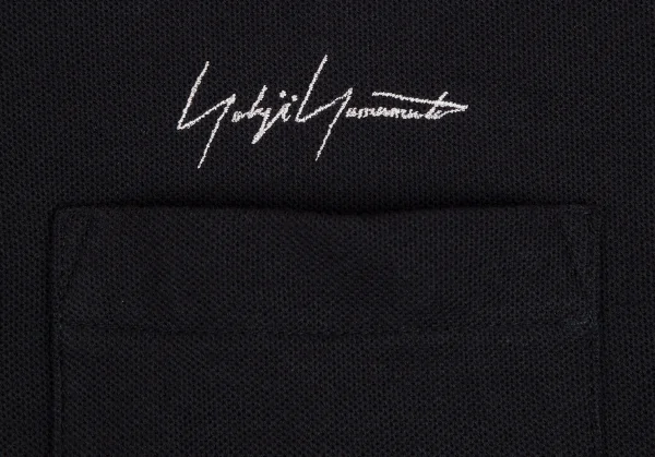 ブラックスキャンダル ヨウジヤマモトBLACK Scandal Yohji Yamamoto ロゴ刺繍鹿の子ポロシャツ 黒1 K-110285_006