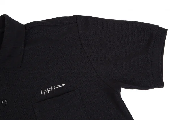 ブラックスキャンダル ヨウジヤマモトBLACK Scandal Yohji Yamamoto ロゴ刺繍鹿の子ポロシャツ 黒1 K-110285_007