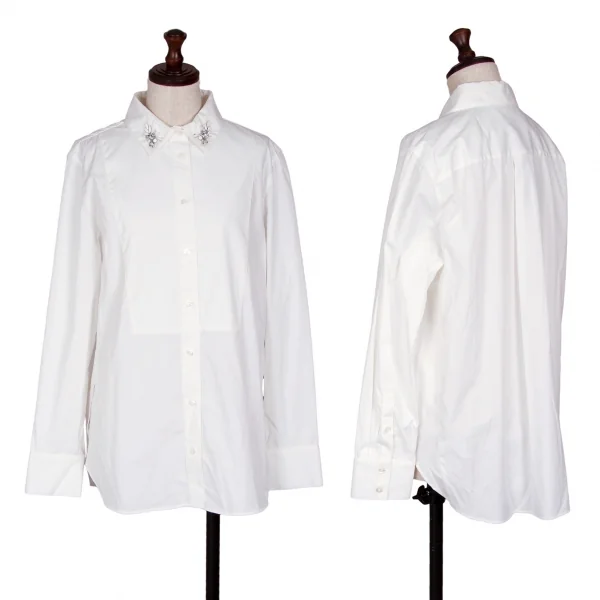 アクアスキュータムAquascutum ビジュー装飾カラー長袖シャツ 白10 K-110290_001
