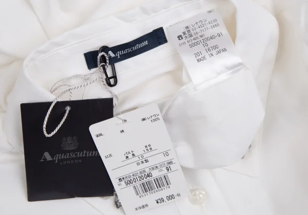 アクアスキュータムAquascutum ビジュー装飾カラー長袖シャツ 白10 K-110290_018