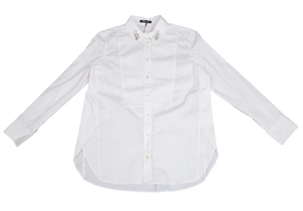 アクアスキュータムAquascutum ビジュー装飾カラー長袖シャツ 白10 K-110290_002