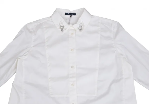 アクアスキュータムAquascutum ビジュー装飾カラー長袖シャツ 白10 K-110290_003