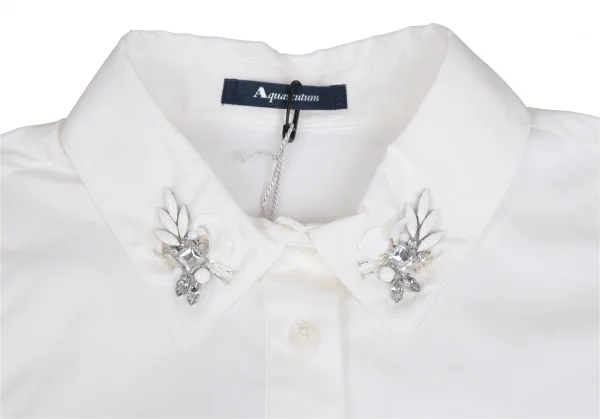 アクアスキュータムAquascutum ビジュー装飾カラー長袖シャツ 白10 K-110290_004
