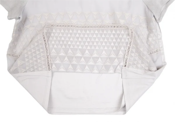 ポールスチュアートPaul Stuart トライアングル織り異素材切替半袖ブラウス ライトグレー8 K-110291_010