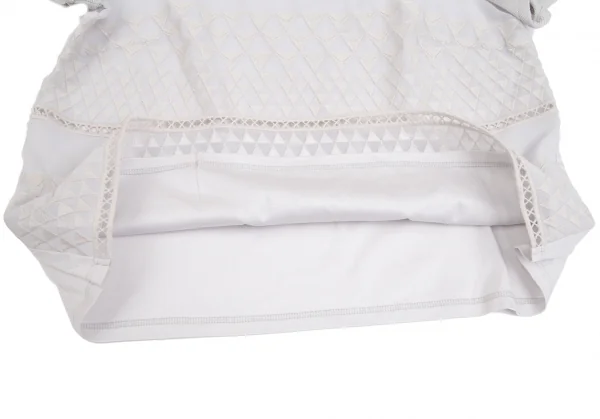 ポールスチュアートPaul Stuart トライアングル織り異素材切替半袖ブラウス ライトグレー8 K-110291_011