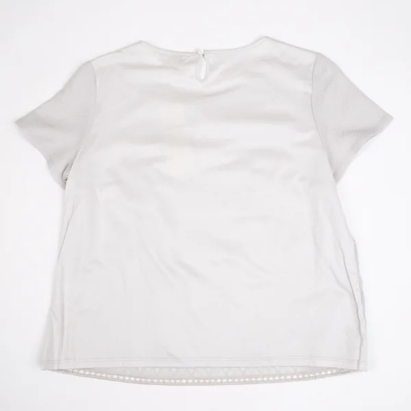 ポールスチュアートPaul Stuart トライアングル織り異素材切替半袖ブラウス ライトグレー8 K-110291_012