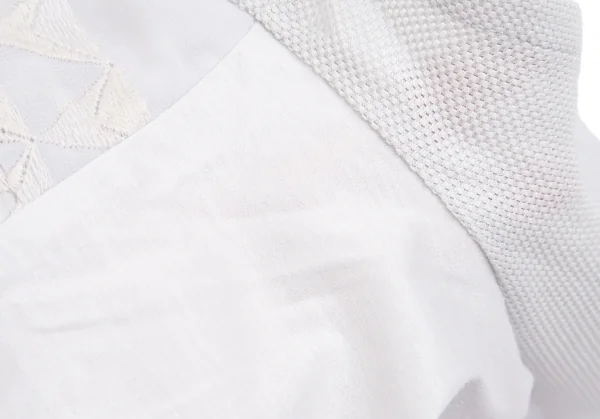 ポールスチュアートPaul Stuart トライアングル織り異素材切替半袖ブラウス ライトグレー8 K-110291_016