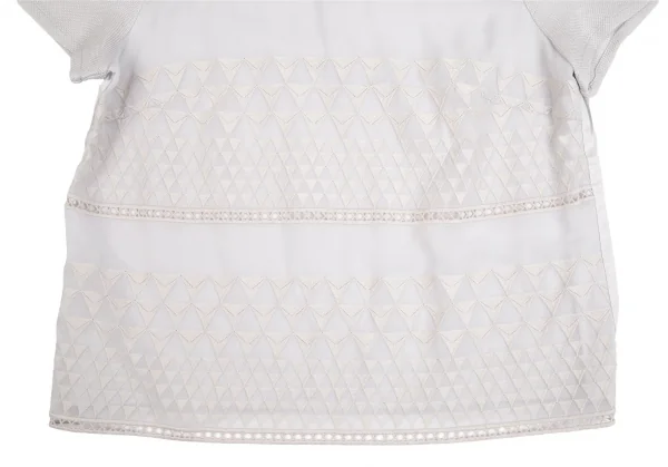 ポールスチュアートPaul Stuart トライアングル織り異素材切替半袖ブラウス ライトグレー8 K-110291_007