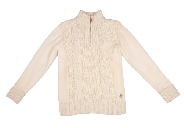 新品!ポールスチュアート スポーツPaul Stuart SPORT アルパカ混ハーフジップケーブルニットセーター ライトベージュL K-110294_002