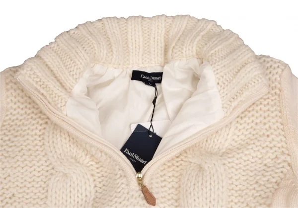 新品!ポールスチュアート スポーツPaul Stuart SPORT アルパカ混ハーフジップケーブルニットセーター ライトベージュL K-110294_004