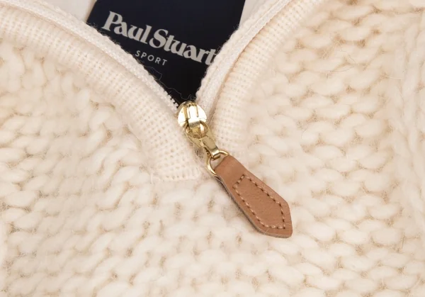 新品!ポールスチュアート スポーツPaul Stuart SPORT アルパカ混ハーフジップケーブルニットセーター ライトベージュL K-110294_005