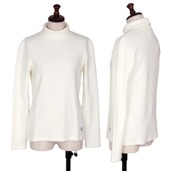 新品!ポールスチュアート スポーツPaul Stuart SPORT ポイント刺繍タートルネックリブカットソー オフM K-110297_001