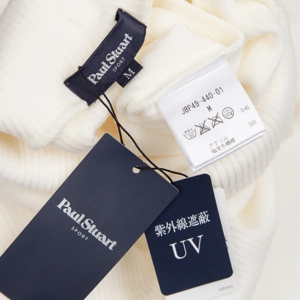 新品!ポールスチュアート スポーツPaul Stuart SPORT ポイント刺繍タートルネックリブカットソー オフM K-110297_013