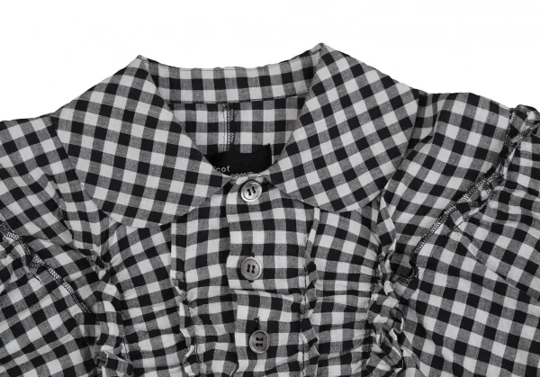 トリココムデギャルソンtricot COMME des GARCONS ギンガムチェック切替フリルブラウス 白黒S K-110302_003