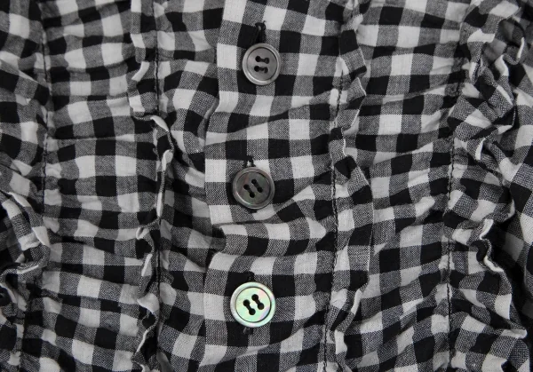 トリココムデギャルソンtricot COMME des GARCONS ギンガムチェック切替フリルブラウス 白黒S K-110302_004