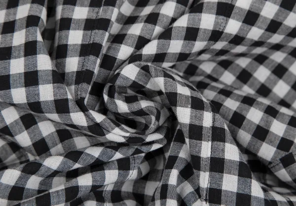 トリココムデギャルソンtricot COMME des GARCONS ギンガムチェック切替フリルブラウス 白黒S K-110302_010