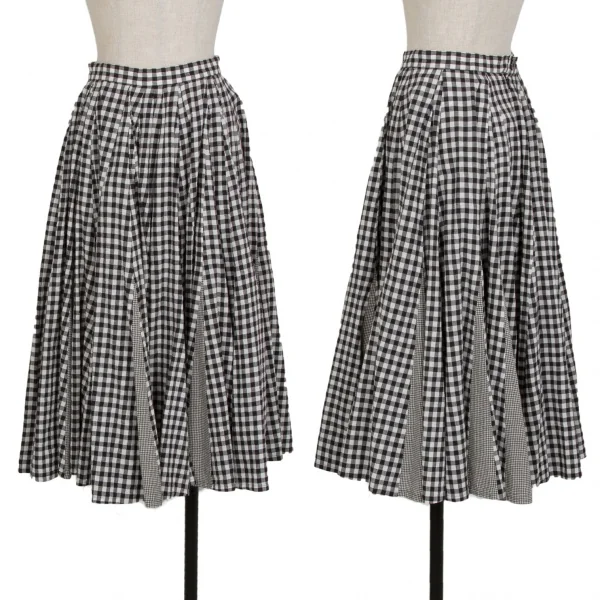トリココムデギャルソンtricot COMME des GARCONS ギンガムチェック切替フレアスカート 白黒S K-110303_001