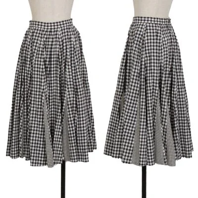 トリココムデギャルソンtricot COMME des GARCONS ギンガムチェック切替フレアスカート 白黒