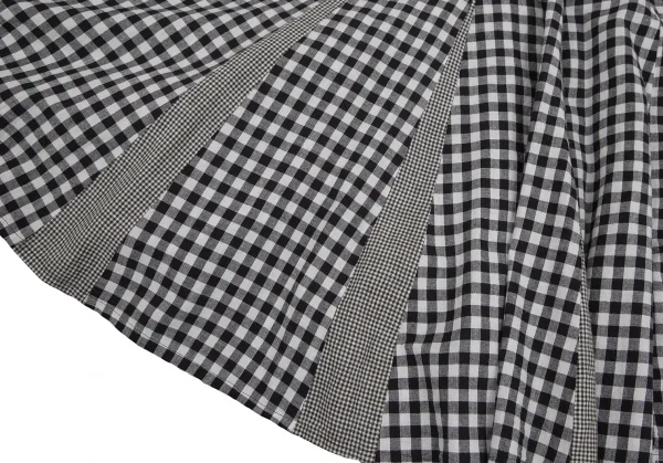 トリココムデギャルソンtricot COMME des GARCONS ギンガムチェック切替フレアスカート 白黒S K-110303_005