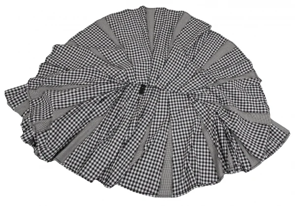 トリココムデギャルソンtricot COMME des GARCONS ギンガムチェック切替フレアスカート 白黒S K-110303_006