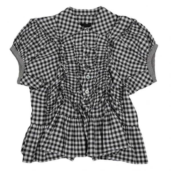 トリココムデギャルソンtricot COMME des GARCONS ギンガムチェック切替フリルセットアップスーツ 白黒S K-110304_003