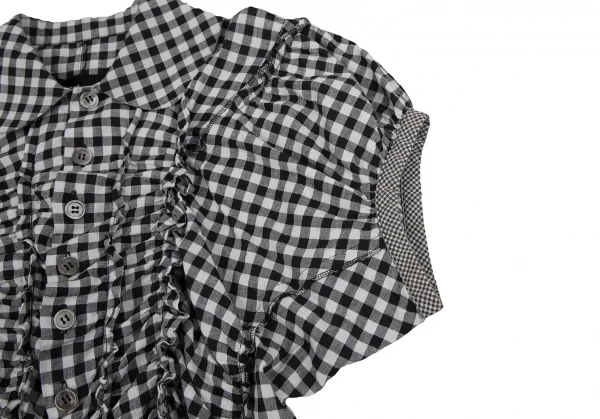 トリココムデギャルソンtricot COMME des GARCONS ギンガムチェック切替フリルセットアップスーツ 白黒S K-110304_006