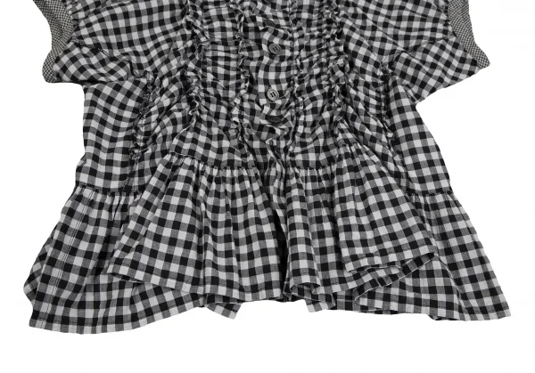 トリココムデギャルソンtricot COMME des GARCONS ギンガムチェック切替フリルセットアップスーツ 白黒S K-110304_007
