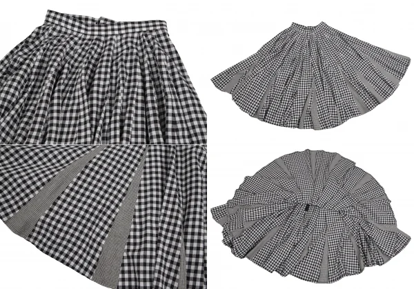 トリココムデギャルソンtricot COMME des GARCONS ギンガムチェック切替フリルセットアップスーツ 白黒S K-110304_012