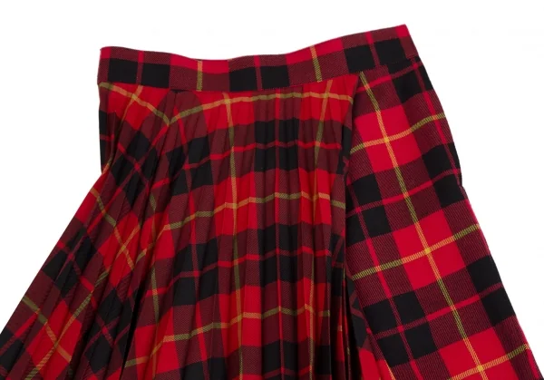 ジュンヤワタナベ コムデギャルソンJUNYA WATANABE COMME des GARCONS タータンチェックプリーツアシンメトリースカートパンツ 赤黒XS K-110306_003