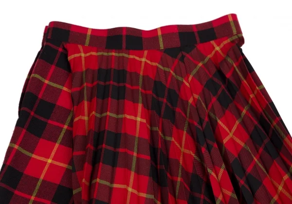 ジュンヤワタナベ コムデギャルソンJUNYA WATANABE COMME des GARCONS タータンチェックプリーツアシンメトリースカートパンツ 赤黒XS K-110306_009